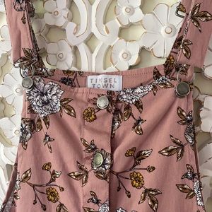 Juniors blush floral overall dress size M
